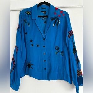 NWT Mother Embroidered Free Your Mind Blouse